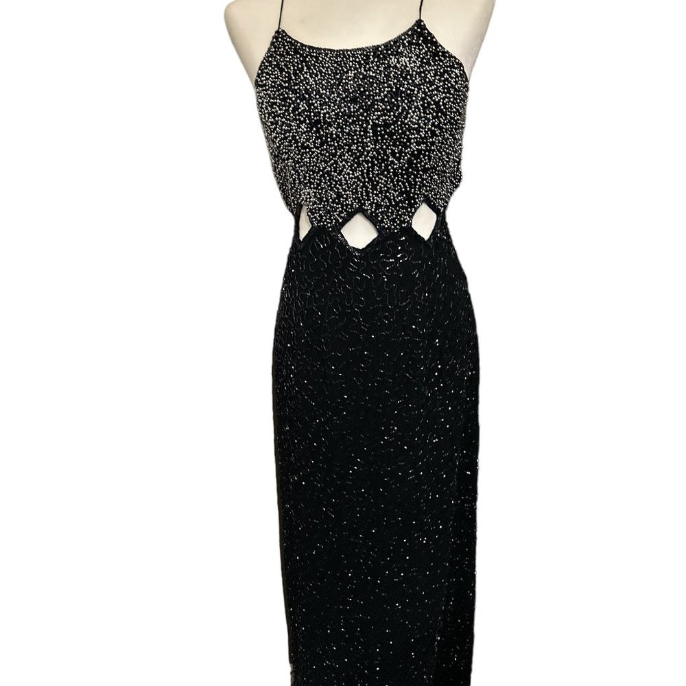 Morgan and Co. by Linda Bernell Evening Gown Long Beaded with cutouts
